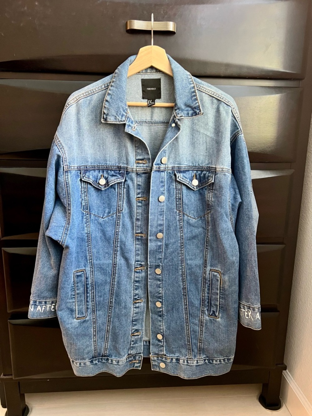 Forever 21 Light Blue Denim Jacket with Black Label